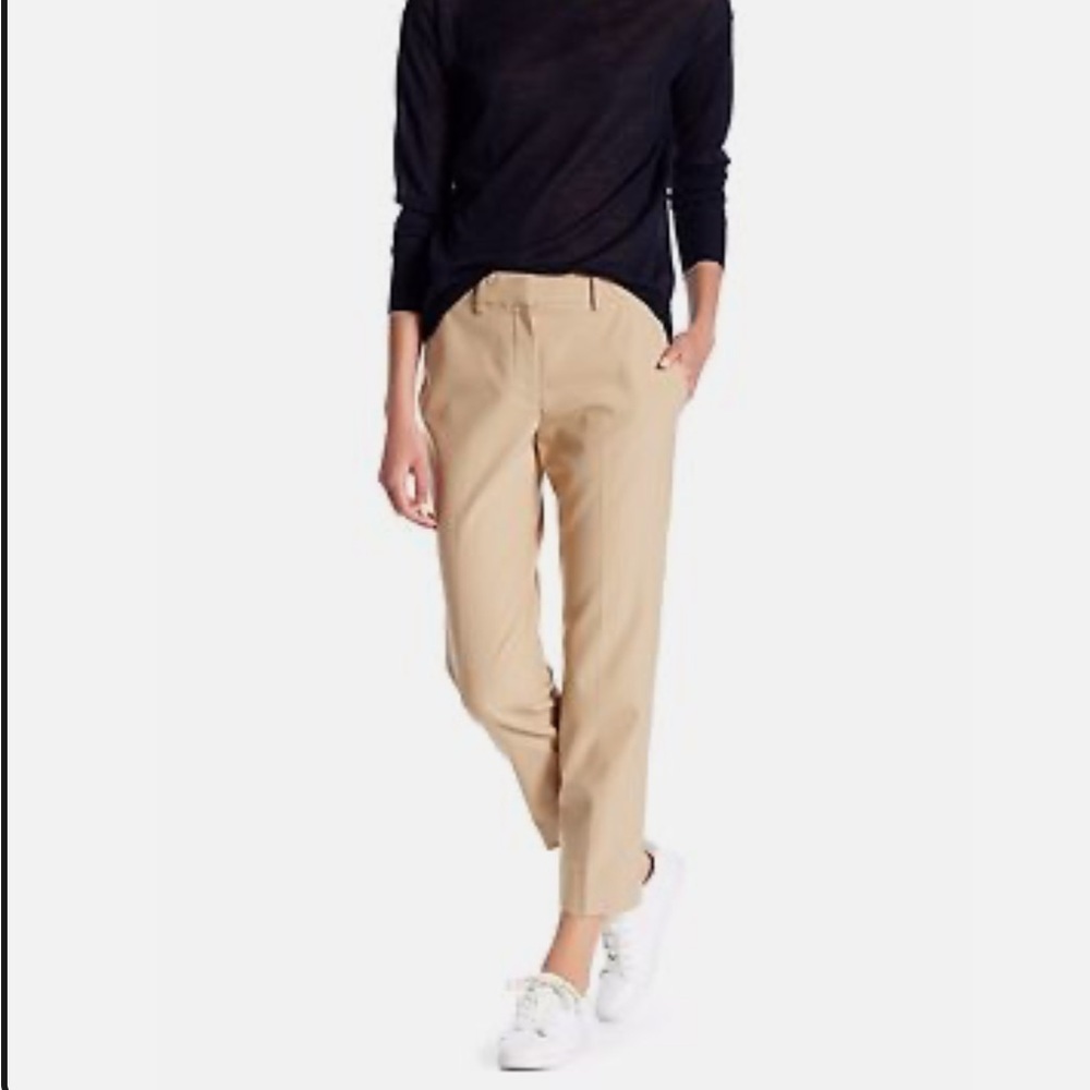 Helmut Lang Khaki Raw Hem Wool Blend Cropped Trousers Size 0 Excellent Condition